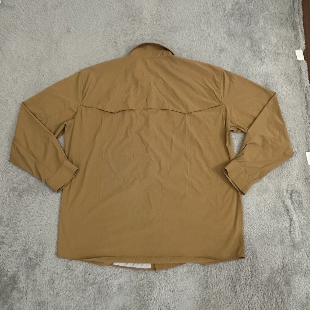 HUK Shirt Mens XL Performance Fishing Vented Snap Up Stretch Nylon In Sand Piper - Picture 9 of 12